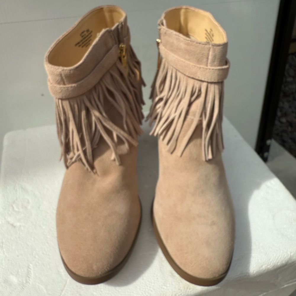C. Wonder Tan Fringe Ankle Boots